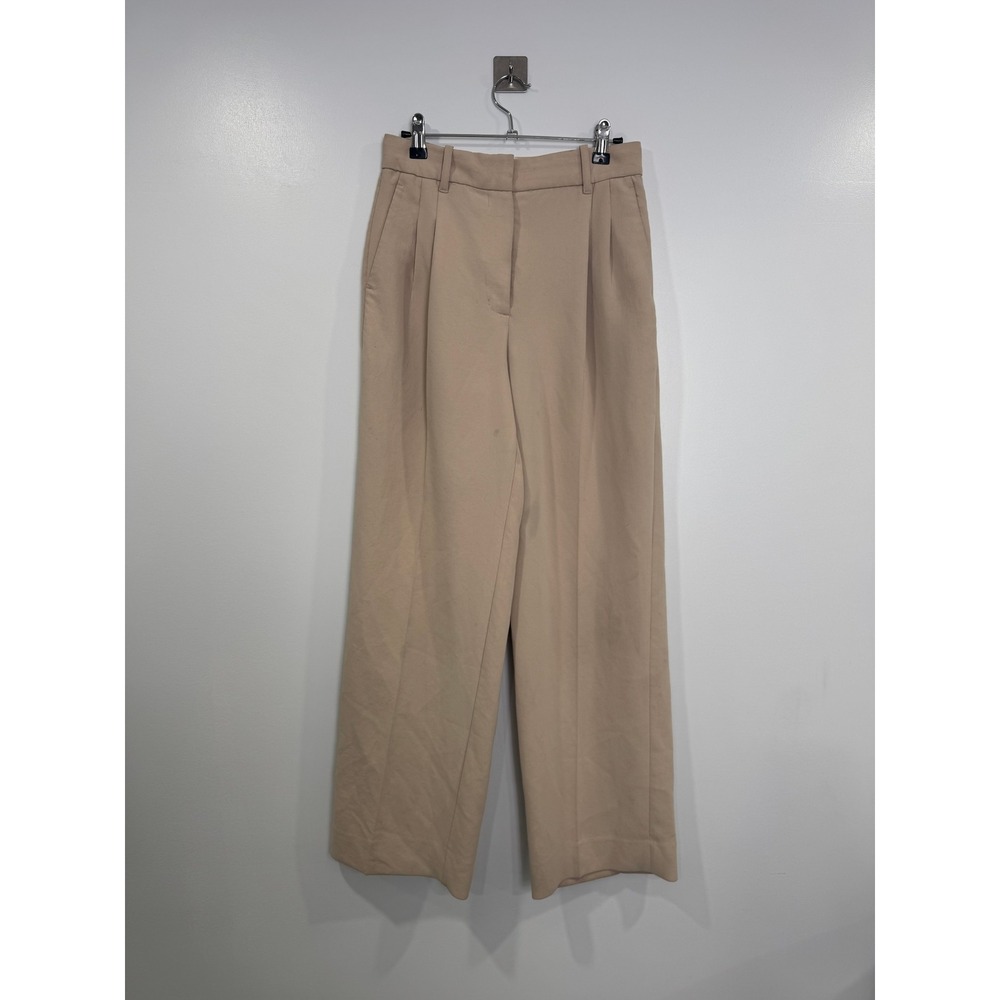 Aritzia Wilfred Women Tan Effortless Wide Leg Pleated Trousers Size 4
